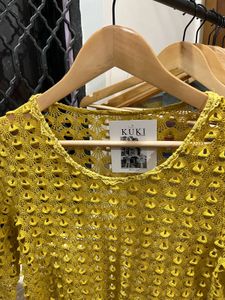 Mustard Yellow Crochet Lace Top