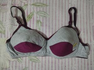 Comfortable Grey & Maroon Padded Bra 28B