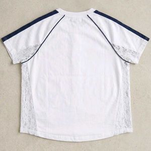 White Graphic T-Shirt with Lace Accents