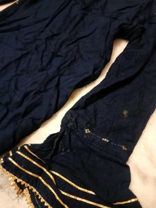 Blue Sequined Kurta Suit Set