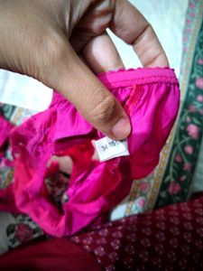 Lace net hot Pink Bra and Panty Set briefs