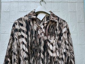 Korean Pintrest Stylish Abstract Print Button-Up S