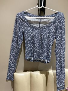 Floral Long Sleeve Cropped Top