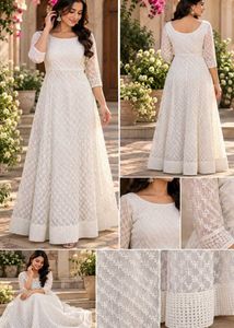 Elegant White Lace Ethnic Gown