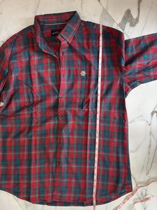 Classic Red &amp; Teal Plaid Flannel Shirt