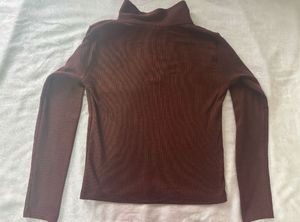 brown  Mock Neck Top