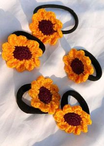 crochet hairtie &amp; Hairclip combo✨daisy, sunflower,