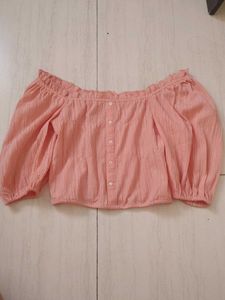Chic Off-Shoulder Peach Blouse