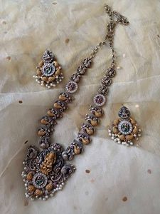 Brass dual pachi & AD work Necklace set