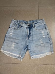 Distressed Denim Shorts