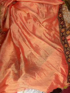Elegant Embroidered Peach Saree