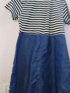 Bought in mall Striped T-Shirt Denim Dress