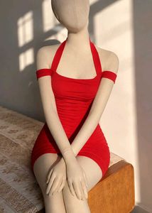H&amp;M Red Ruched Bodycon Dress
