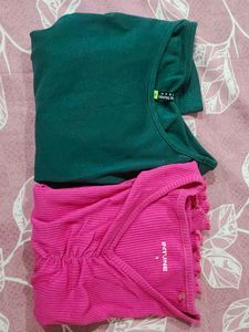 Combo of 2 Trendy Ribbed &amp; Solid Tops