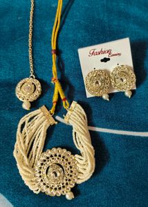 Elegant Pearl & Stone Jewelry Set
