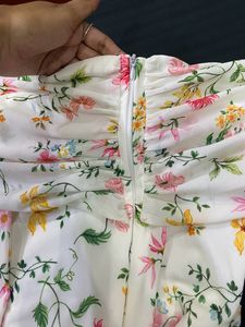 White Lily Off Shoulder Net Dress Stretchable