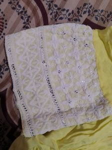 Yellow Kurta with Sequins and Lace