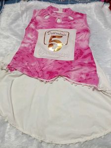 Cute Pink Tie-Dye Dress with "5"