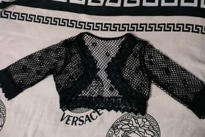 Black Crop Net Jacket