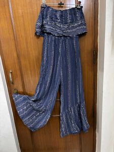 Boho Blue Striped Jumpsuit