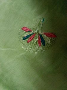 Beautiful Green Embroidered dress material