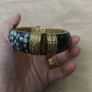 Vintage Mosaic Brass Bangle