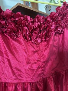 Stunning Red Off-Shoulder Floral Gown