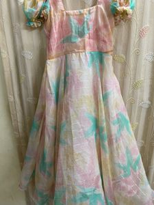 Tie-Dye Puff Sleeve Midi Dress
