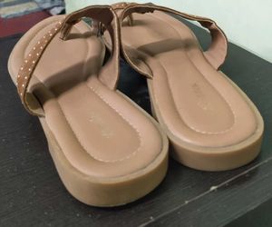 Bata Brown Studded Flat Sandals for Women