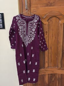 Elegant chikankari Embroidered Cotton Kurta