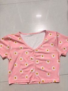 𐙚⋆°🦢｡⋆♡🌼Pink Daisy Crop Top