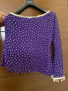 Purple printed one sleeve top 💜