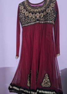 Anarkali Maroon Gown Without Pant