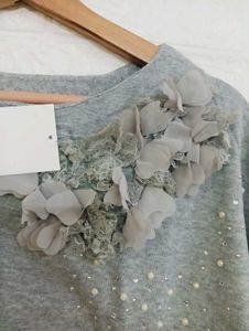 Grey Floral Detail Top