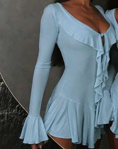 Chic Baby Blue Ruffle Dress
