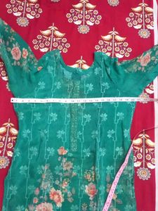Green Floral Print Kurta with dupatta
