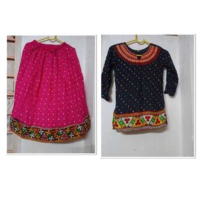 Embroidered Skirt and Kurti Set
