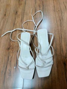 H&amp;M white solid tie strap sandals