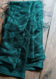 Elegant Teal Woven Dupatta with Fringes