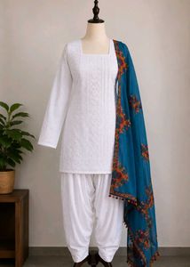 HAND STITCH Classic White Cotton Kurta Set