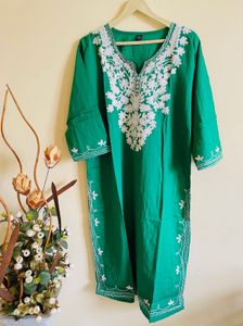 Green Embroidered Kurta