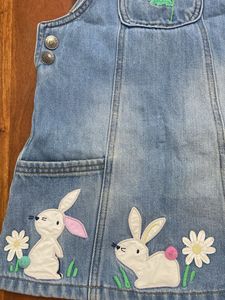 Cute Denim Bunny Overalls Dress