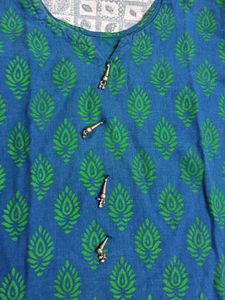 Blue & Green Block Print Kurta