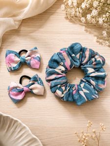 Cute Floral Scrunchie & Hair Bow Set