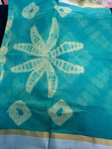 Blue Tie-Dye Cotton Saree with Blouse