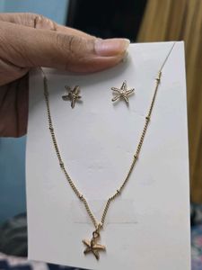 Sale _Gold Starfish Necklace and Earring Set