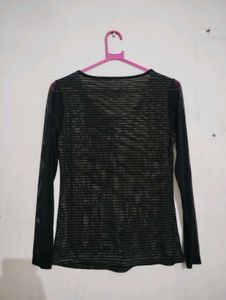 Sheer Striped Long Sleeve Top