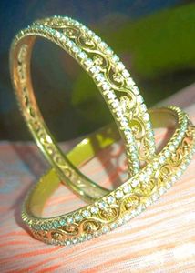 Exquisite Gold-Tone Bangles with Stones