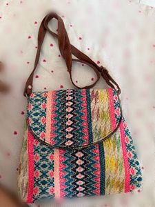 Boho Crossbody Bag with Colorful Print