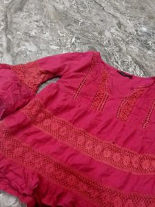 Boho Cotton Kurta with Lace Details